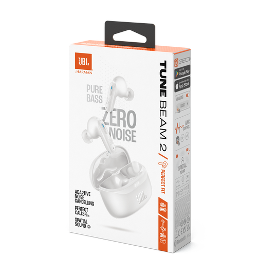 JBL Tune Beam 2 - White - True Wireless Noise Cancelling Earbuds - Detailshot 15 image number null